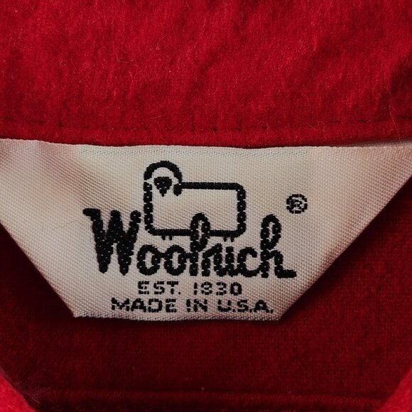 VTG Woolrich Chamois Flannel USA Made Button Up Shirt Red Large Cotton Point - Picture 10 of 16